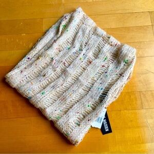 Steve Madden Colorful Confetti Infinity Scarf with Sequins, Ivory, Cream, Gold